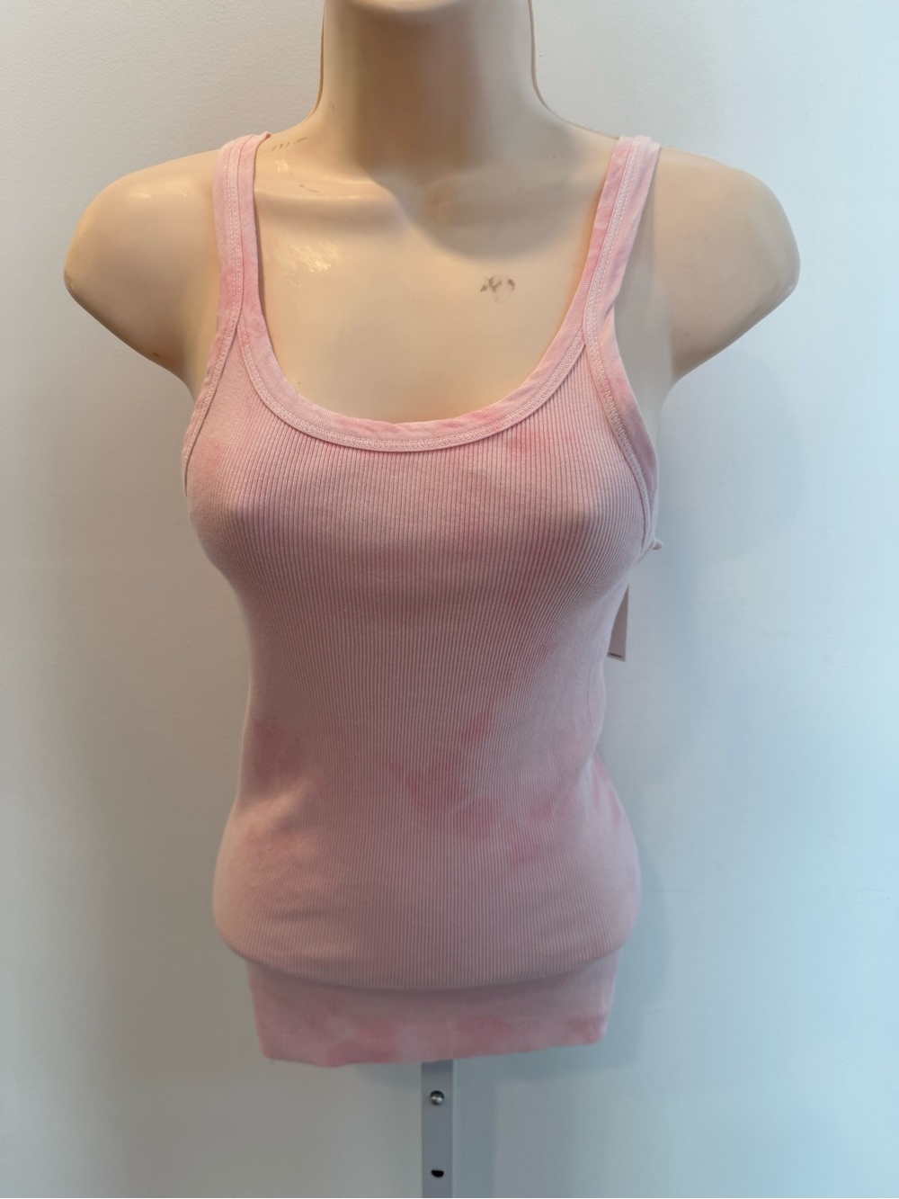 Re/Done Pastel Pink Ribbed Scoop Tank Rosita Tie Dye Top Women Size M New
